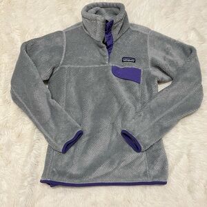Patagonia Re-Tool Snap-T® Pullover, gray/Royal Purple, womens size XS